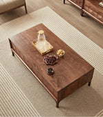 Stylish Black Walnut Wood Tea Table with Drawers – Modern Living Room Furniture hjy-5018