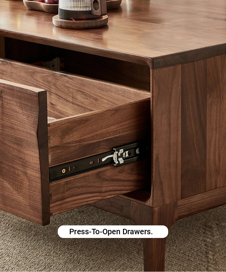 Stylish Black Walnut Wood Tea Table with Drawers – Modern Living Room Furniture hjy-5018