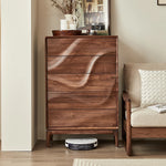 Stylish Black Walnut Wood Cabinet with Wave Design – Modern Storage Solution for Any Room hjy-5019