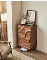 Stylish Black Walnut Wood Cabinet with Wave Design – Modern Storage Solution for Any Room hjy-5019