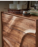 Stylish Black Walnut Wood Cabinet with Wave Design – Modern Storage Solution for Any Room hjy-5019