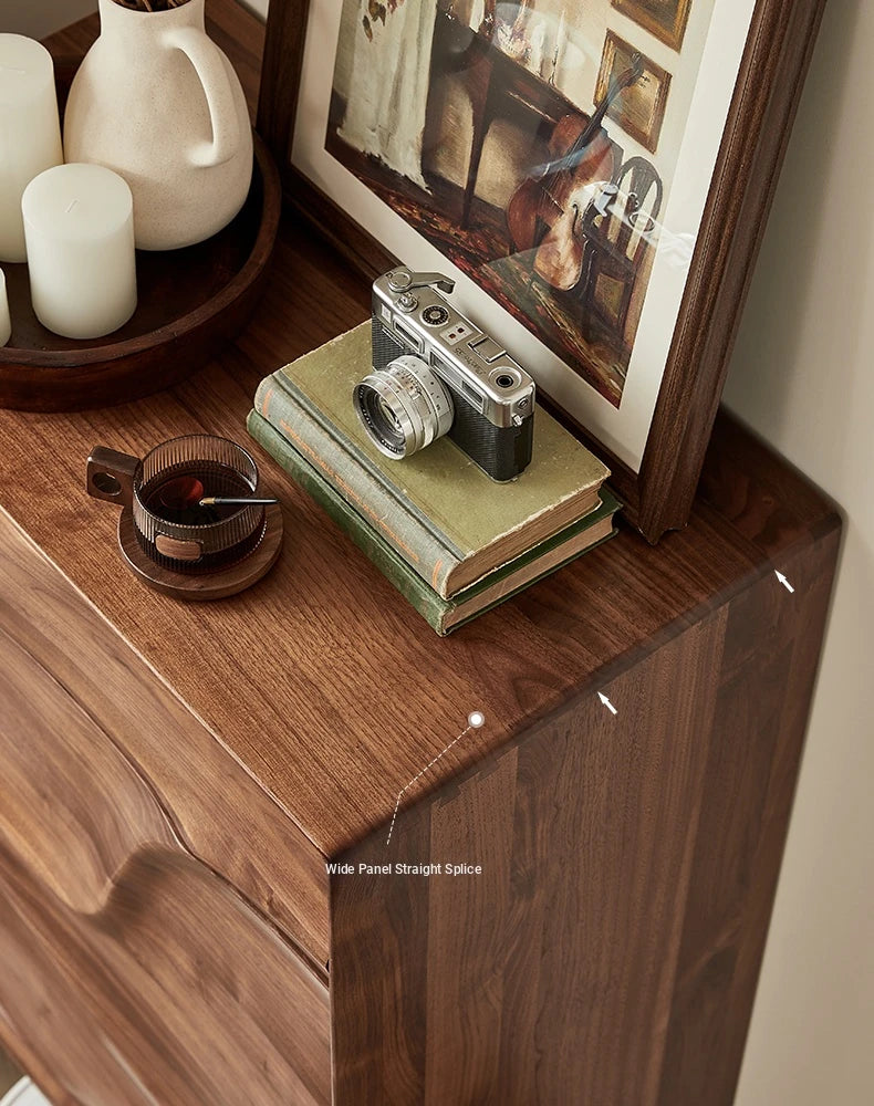 Stylish Black Walnut Wood Cabinet with Wave Design – Modern Storage Solution for Any Room hjy-5019