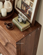 Stylish Black Walnut Wood Cabinet with Wave Design – Modern Storage Solution for Any Room hjy-5019