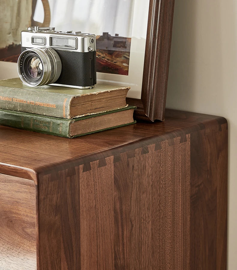 Stylish Black Walnut Wood Cabinet with Wave Design – Modern Storage Solution for Any Room hjy-5019