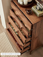 Stylish Black Walnut Wood Cabinet with Wave Design – Modern Storage Solution for Any Room hjy-5019