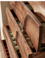 Stylish Black Walnut Wood Cabinet with Wave Design – Modern Storage Solution for Any Room hjy-5019