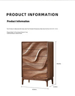 Stylish Black Walnut Wood Cabinet with Wave Design – Modern Storage Solution for Any Room hjy-5019