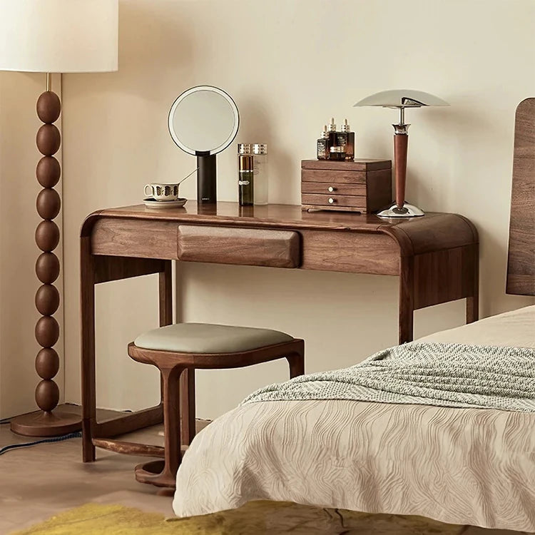 Elegant Black Walnut Makeup Table with Sleek Design and Storage Solutions - Perfect for Your Beauty Routine hjy-5020