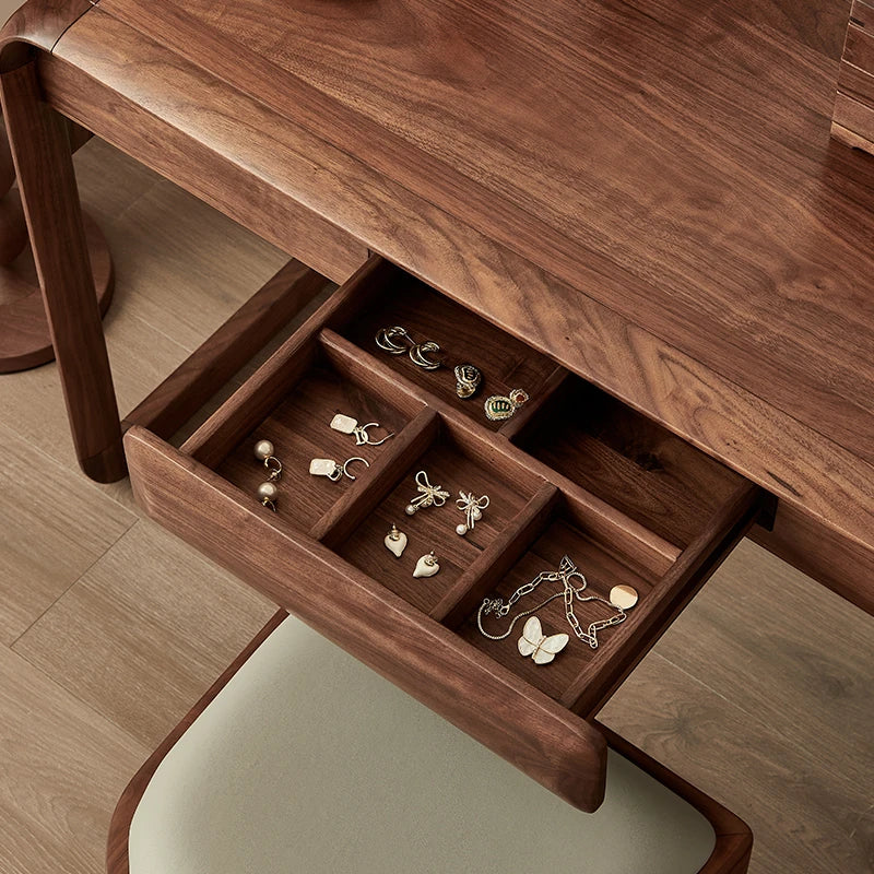 Elegant Black Walnut Makeup Table with Sleek Design and Storage Solutions - Perfect for Your Beauty Routine hjy-5020
