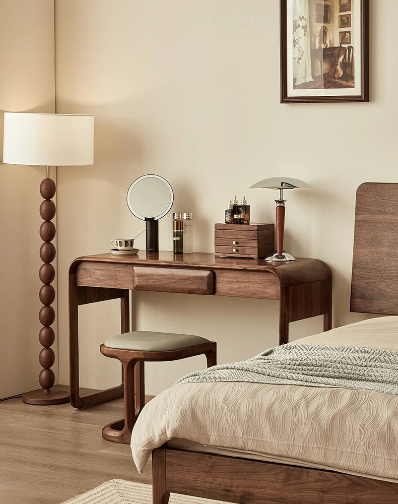 Elegant Black Walnut Makeup Table with Sleek Design and Storage Solutions - Perfect for Your Beauty Routine hjy-5020