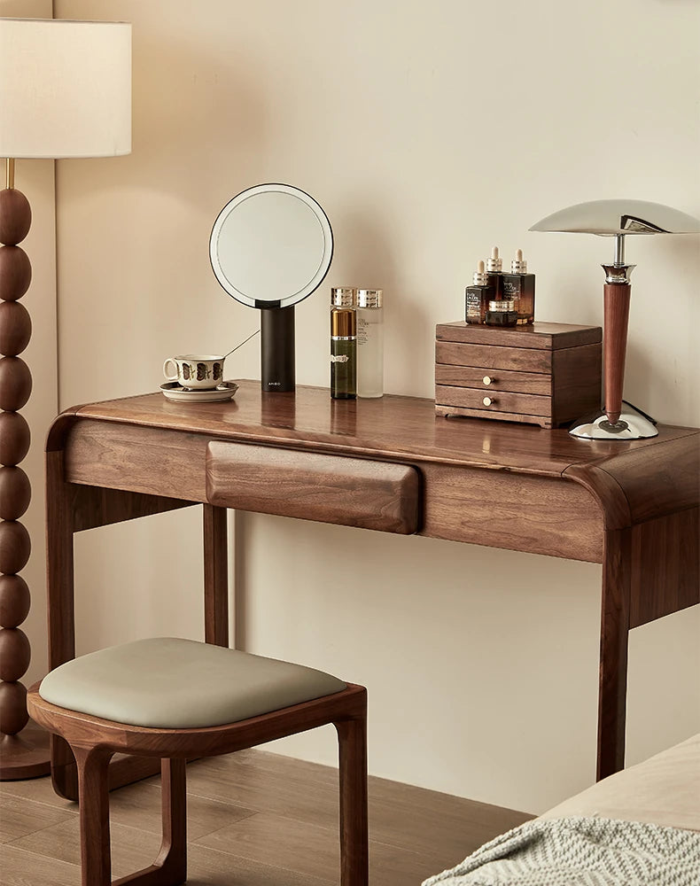 Elegant Black Walnut Makeup Table with Sleek Design and Storage Solutions - Perfect for Your Beauty Routine hjy-5020