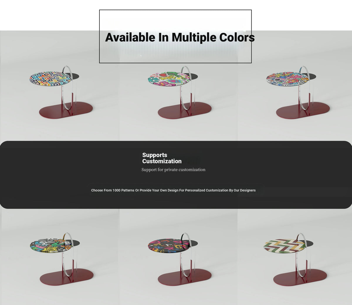 Stylish Tempered Glass Tea Table with Colorful Decorative Top - Modern Stainless Steel Design for Living Room and Office hjzjl-5195