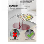 Stylish Tempered Glass Tea Table with Colorful Decorative Top - Modern Stainless Steel Design for Living Room and Office hjzjl-5195