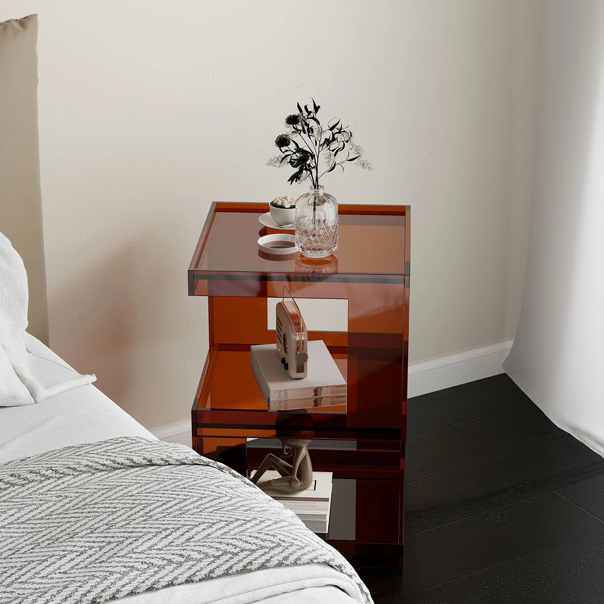Stylish Acrylic Bedside Cupboard - Modern Multi-Functional Side Table for Home Decor hjzjl-5196