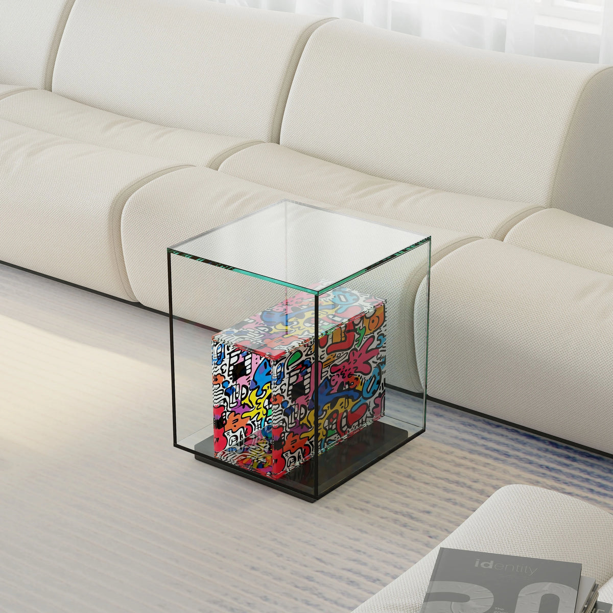 Modern Tempered Glass Acrylic Tea Table - Stylish Clear Accent Furniture for Living Room Décor hjzjl-5197