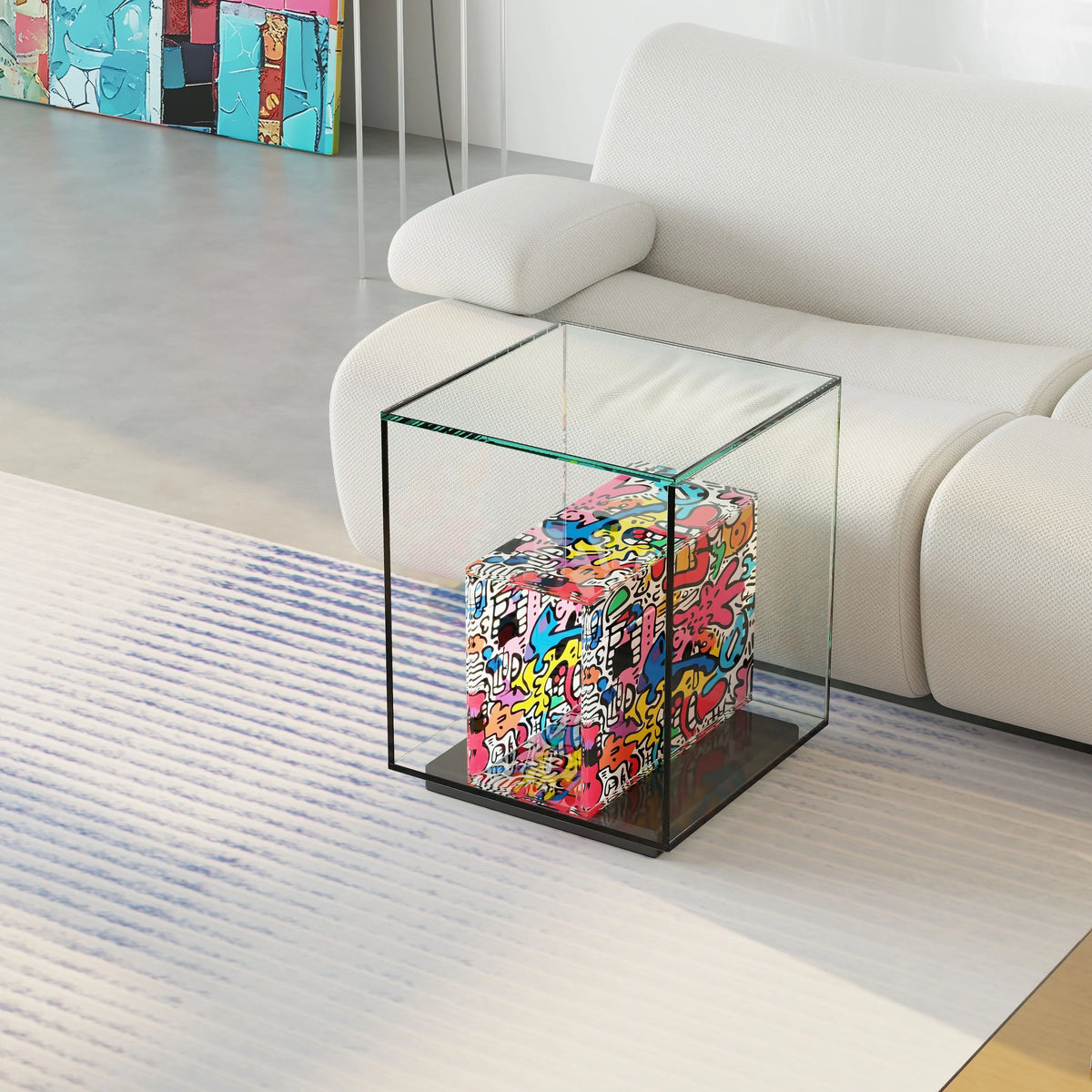 Modern Tempered Glass Acrylic Tea Table - Stylish Clear Accent Furniture for Living Room Décor hjzjl-5197