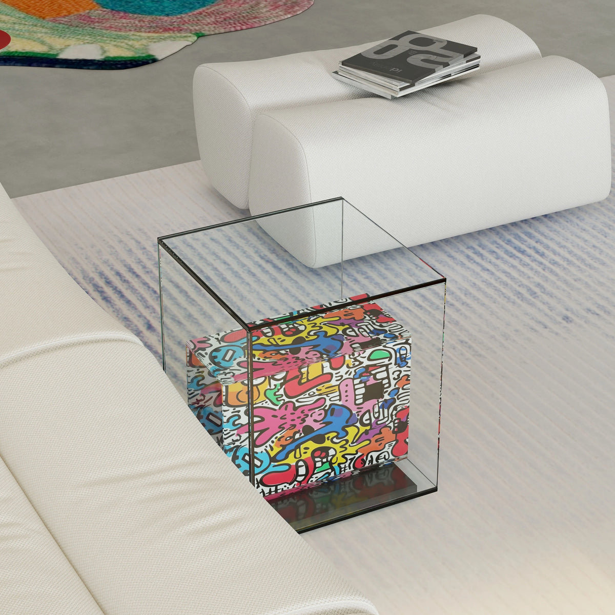 Modern Tempered Glass Acrylic Tea Table - Stylish Clear Accent Furniture for Living Room Décor hjzjl-5197