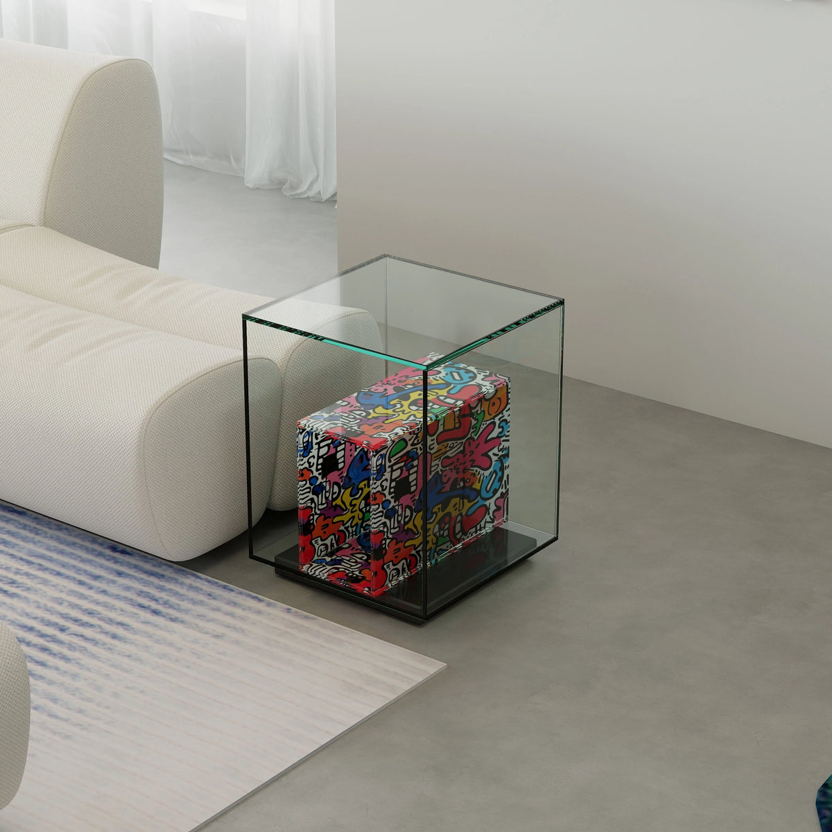 Modern Tempered Glass Acrylic Tea Table - Stylish Clear Accent Furniture for Living Room Décor hjzjl-5197