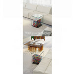 Modern Tempered Glass Acrylic Tea Table - Stylish Clear Accent Furniture for Living Room Décor hjzjl-5197