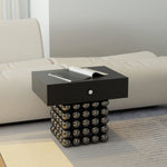 Modern PU Leather and Solid Wood Tea Table with Stylish Ball Base - Versatile Storage Solution for Any Living Room hjzjl-5199