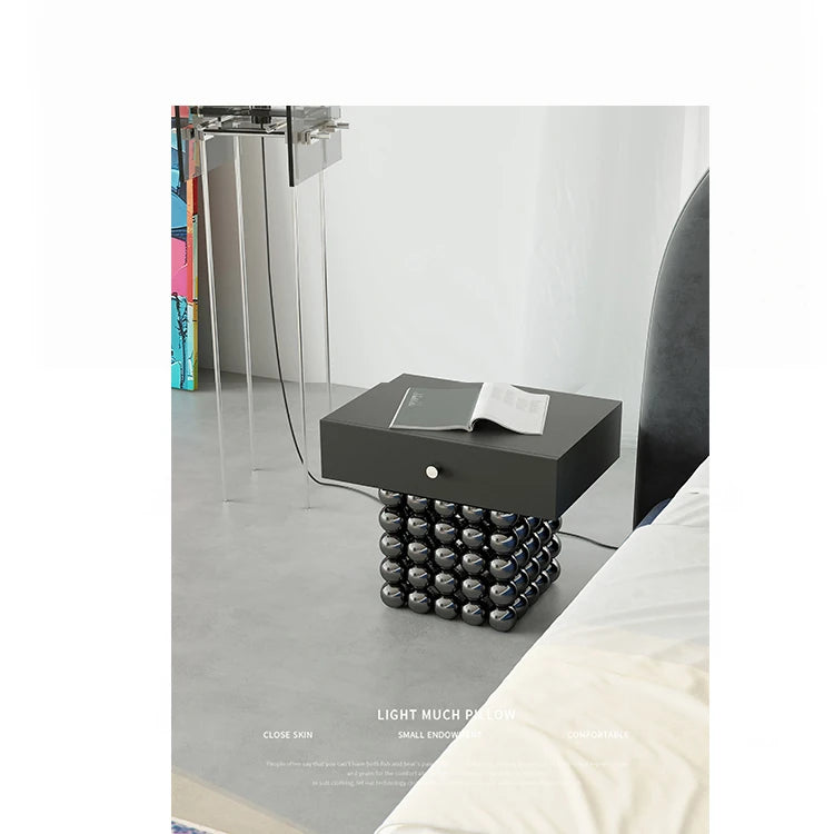 Modern PU Leather and Solid Wood Tea Table with Stylish Ball Base - Versatile Storage Solution for Any Living Room hjzjl-5199