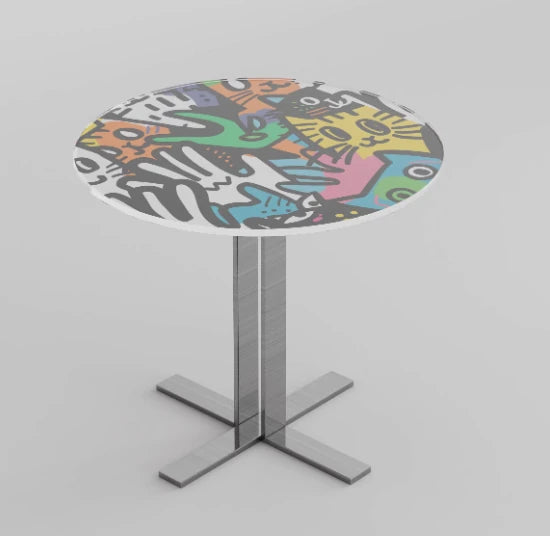 Stylish Round Tea Table with Tempered Glass Top and Stainless Steel Base - Perfect for Modern Living Spaces hjzjl-5200