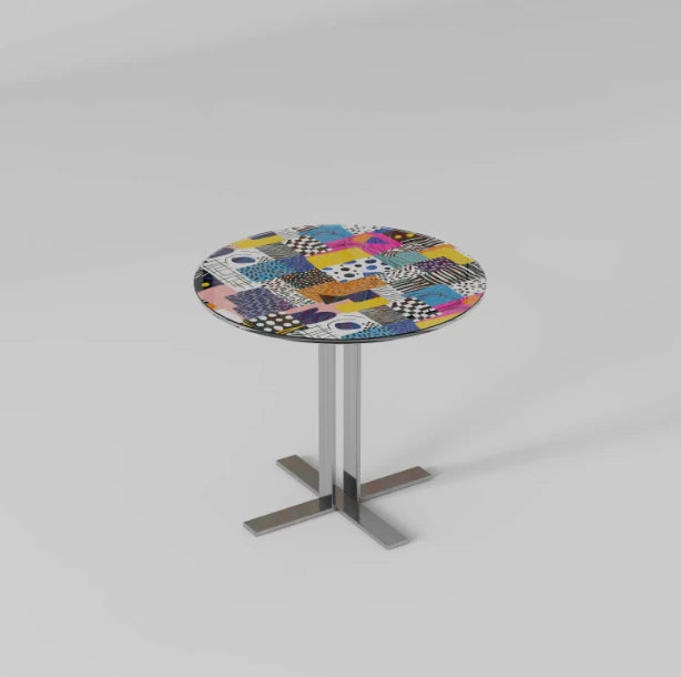 Stylish Round Tea Table with Tempered Glass Top and Stainless Steel Base - Perfect for Modern Living Spaces hjzjl-5200