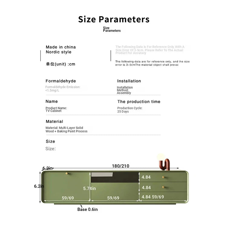 Modern Minimalist TV Cabinet in Stylish Green with Storage Drawers - Perfect for Contemporary Living Rooms hko-4607