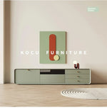 Modern Minimalist TV Cabinet in Stylish Green with Storage Drawers - Perfect for Contemporary Living Rooms hko-4607