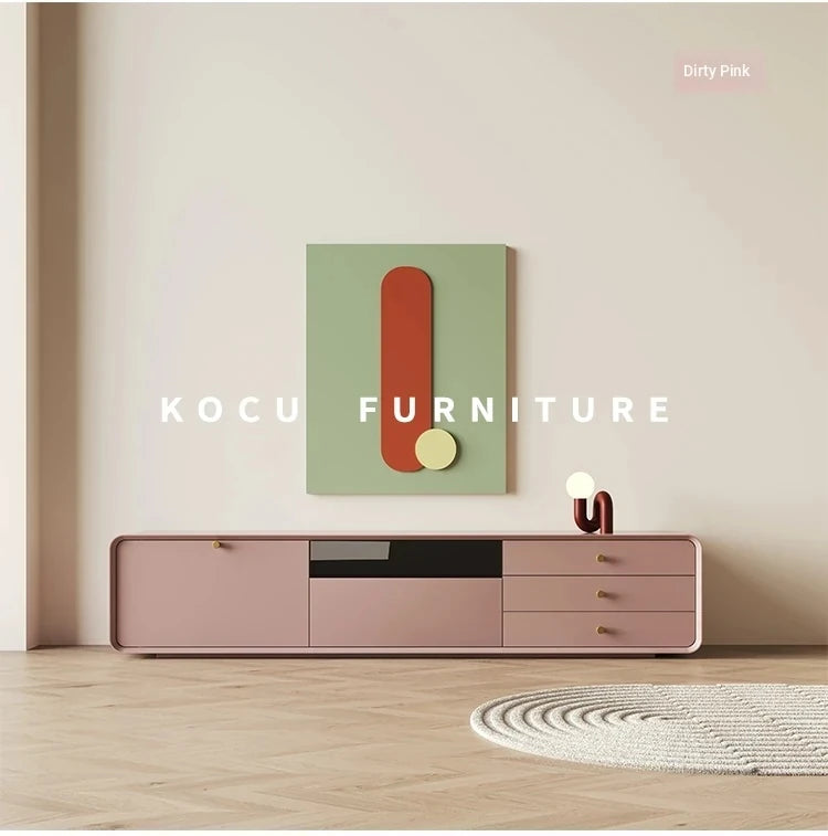 Modern Minimalist TV Cabinet in Stylish Green with Storage Drawers - Perfect for Contemporary Living Rooms hko-4607