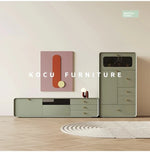 Modern Minimalist TV Cabinet in Stylish Green with Storage Drawers - Perfect for Contemporary Living Rooms hko-4607