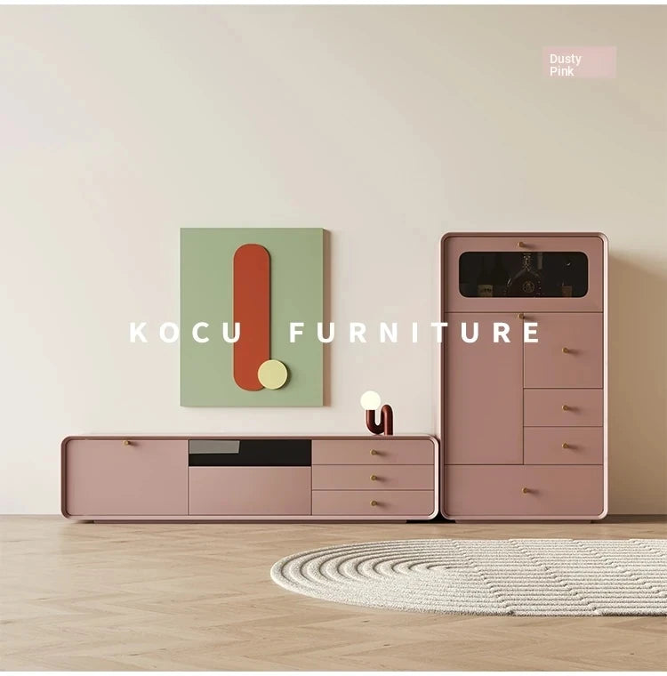 Modern Minimalist TV Cabinet in Stylish Green with Storage Drawers - Perfect for Contemporary Living Rooms hko-4607