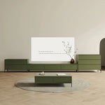 Modern Minimalist Green TV Cabinet - Stylish Density Board Entertainment Center with Storage Solutions hko-4609