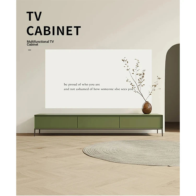 Modern Minimalist Green TV Cabinet - Stylish Density Board Entertainment Center with Storage Solutions hko-4609