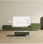 Modern Minimalist Green TV Cabinet - Stylish Density Board Entertainment Center with Storage Solutions hko-4609