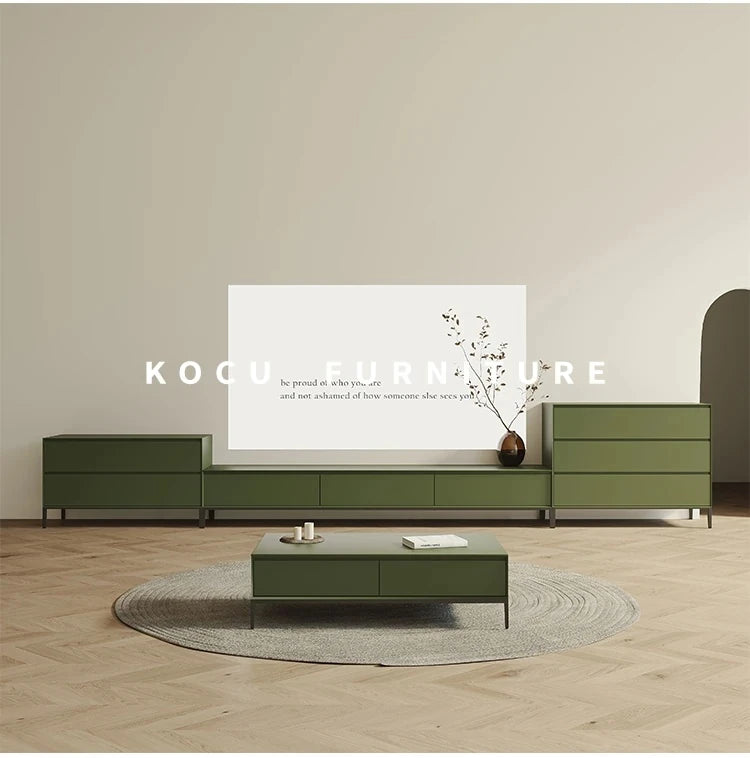 Stylish Green Density Board Coffee Table for Modern Living Rooms - Chic Home Furniture Solution hko-4623