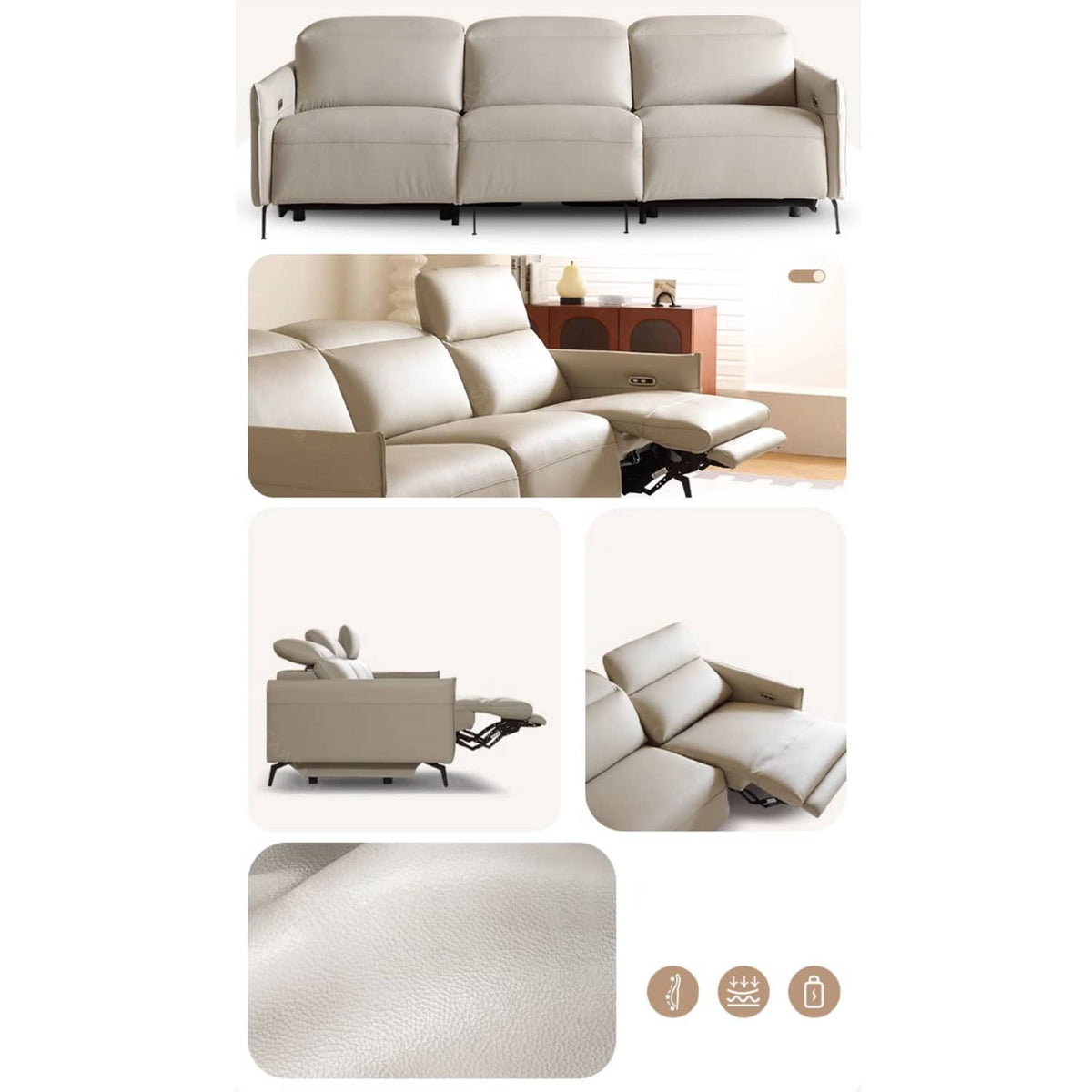 Stylish Gray Faux Leather Sofa with Pine Wood Frame – Modern Comfort & Elegance for Your Living Space hksc-984