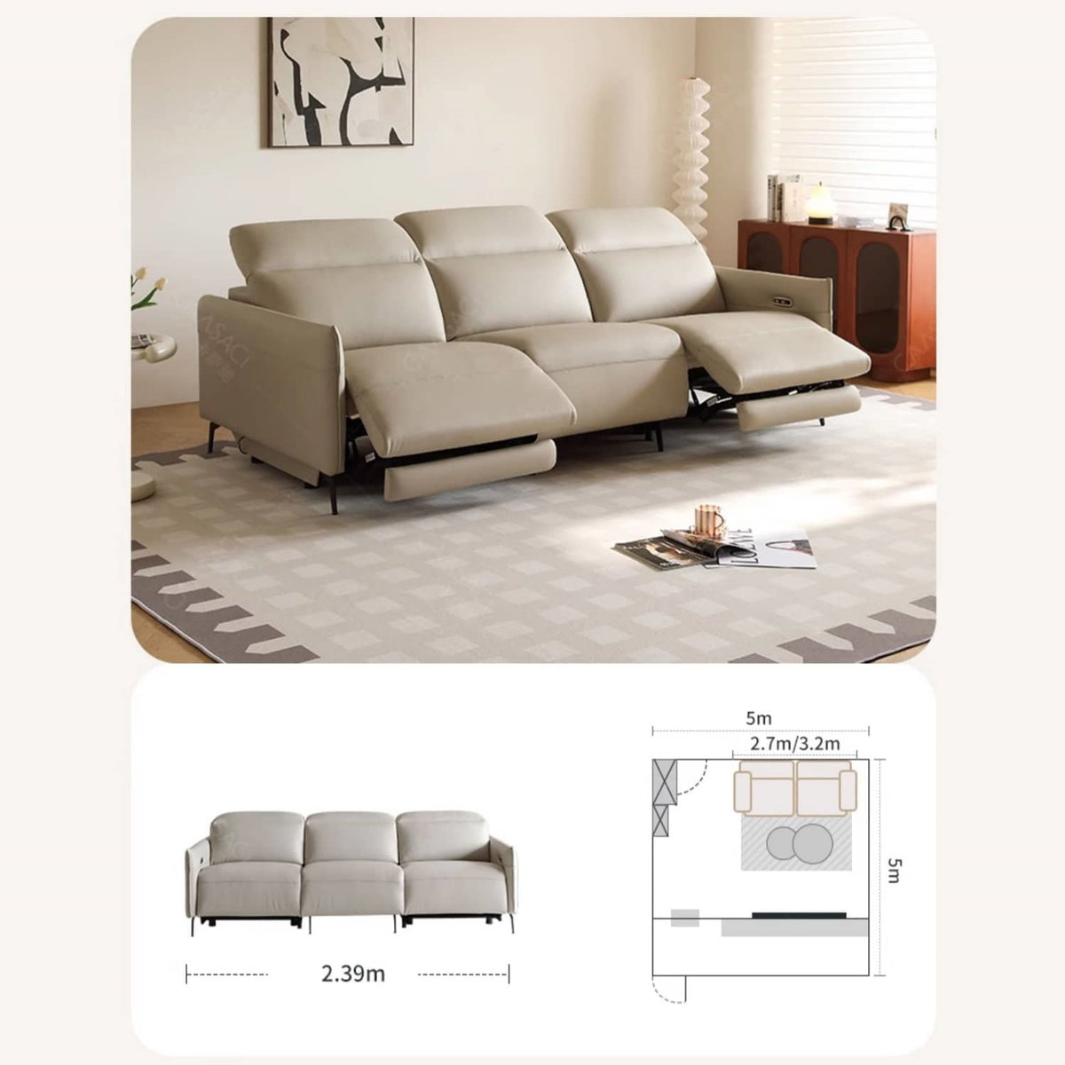 Stylish Gray Faux Leather Sofa with Pine Wood Frame – Modern Comfort & Elegance for Your Living Space hksc-984