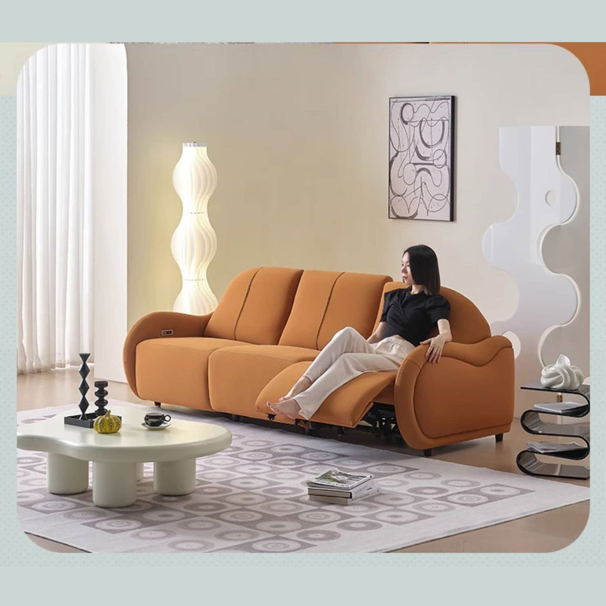 Stunning Orange Sofa with Pine Wood Frame for Modern Living Room hksc-987