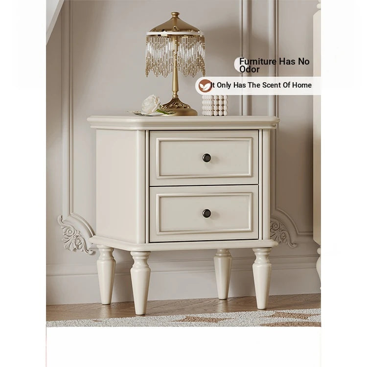 Chic Cherry Wood Pine Bedside Cupboard with Two Drawers – Stylish Nightstand for Bedroom Storage hl-4879