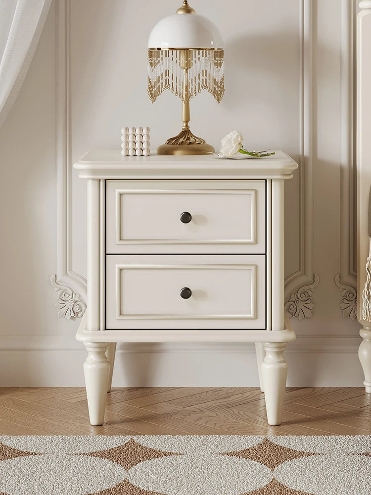 Chic Cherry Wood Pine Bedside Cupboard with Two Drawers – Stylish Nightstand for Bedroom Storage hl-4879