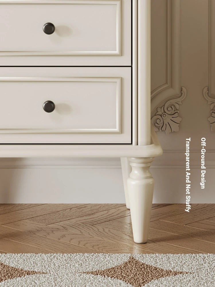 Chic Cherry Wood Pine Bedside Cupboard with Two Drawers – Stylish Nightstand for Bedroom Storage hl-4879