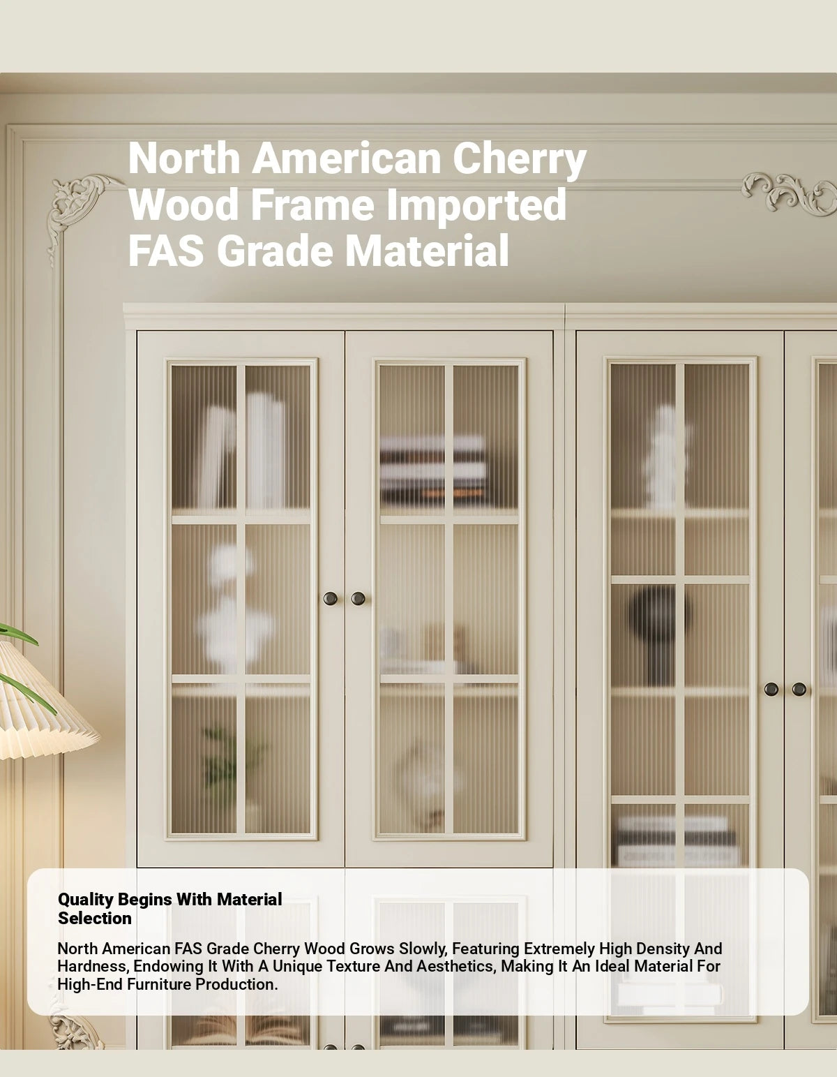 Elegant Cherry Wood Glass Cabinet - Stylish Storage Solution for Home Decor hl-4880