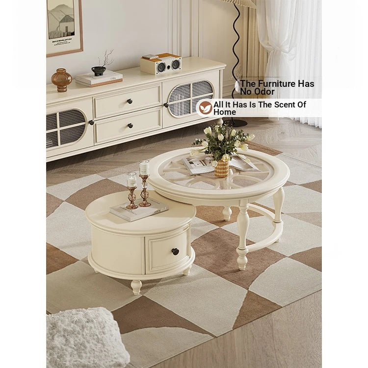 Elegant Cherry Wood Tea Table with Tempered Glass Top - Stylish Living Room Centerpiece hl-4881