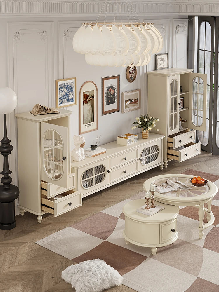 Elegant Cherry Wood TV Cabinet with Pine and Glass Accents - Contemporary Home Furniture hl-4882