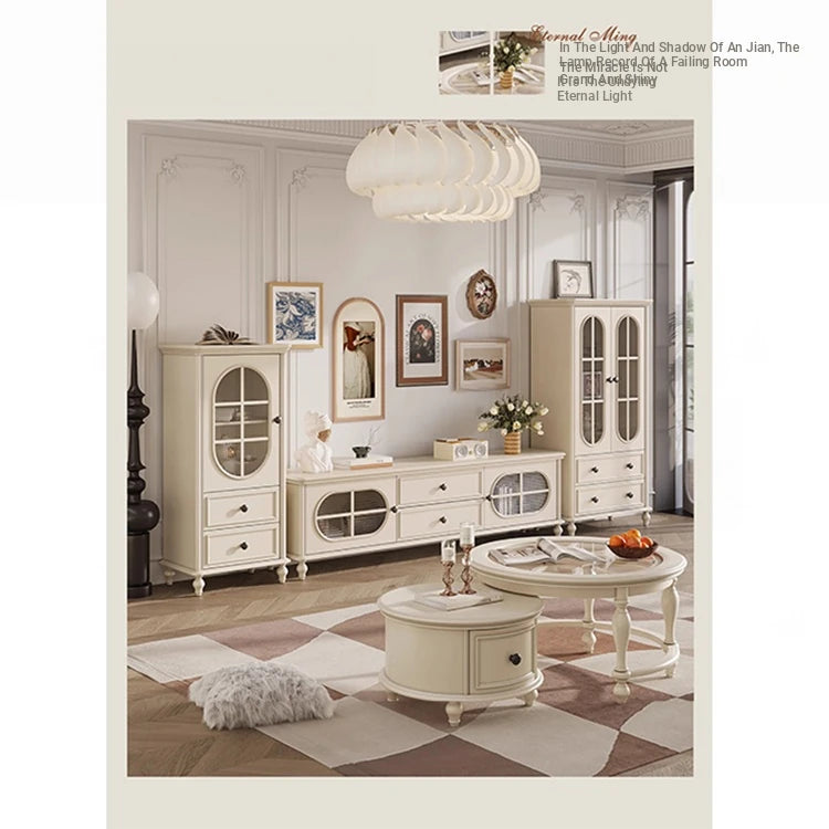 Elegant Cherry Wood TV Cabinet with Pine and Glass Accents - Contemporary Home Furniture hl-4882