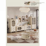 Elegant Cherry Wood TV Cabinet with Pine and Glass Accents - Contemporary Home Furniture hl-4882