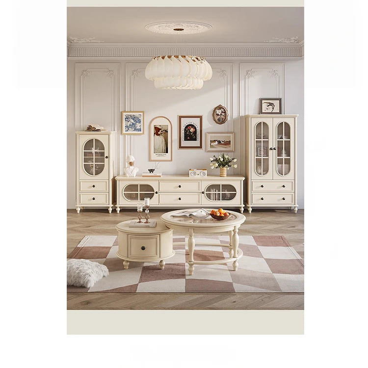 Elegant Cherry Wood TV Cabinet with Pine and Glass Accents - Contemporary Home Furniture hl-4882