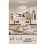 Elegant Cherry Wood TV Cabinet with Pine and Glass Accents - Contemporary Home Furniture hl-4882