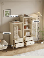 Elegant Cherry Wood Pine and Glass Cabinet – Stylish Storage Solution for Home Décor hl-4884